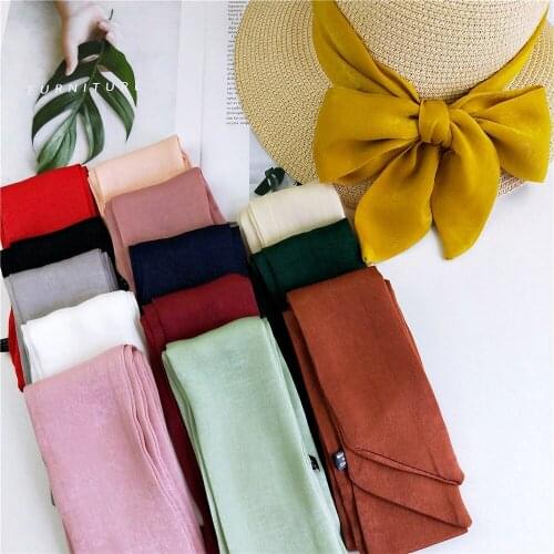 7*140cm Solid Color Medium Long Scarf Women Wrist Hair Ribbon Band Bag Belt Headband Hat Accessories Hairbands Headwear