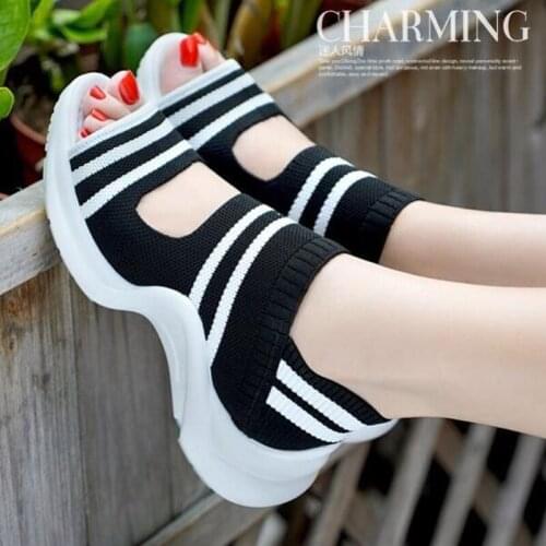 Women Sandals 2020 Summer Shoes Woman Knitting Breathable Sandals Wedges Platform Sandals Lady Comfortable Shoes