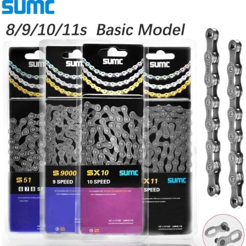 SUMC Bike Chain Grey X8 X9 X10 X11 Lightweight For 8 9 10 11 Speed MTB Road Bike Folding bike