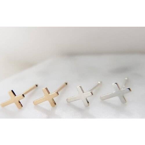 Minimalist Tiny Cross Earrings For Women Fashion Jewelry Stainless Steel Rose Gold Ear Stud Accessories 2020 Brincos