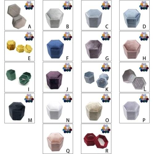 Hexagon Velvet Ring Box Single Ring Display Holder with Detachable Lid Ring Box Holder for Valentines Day(G63)