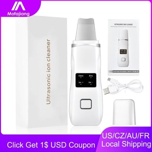 Ultrasonic Skin Scrubber Red Light Therapy Ion Face Cleaning Shovel Peeling Facial Lifting Machine Acne Blackhead Removal Tool