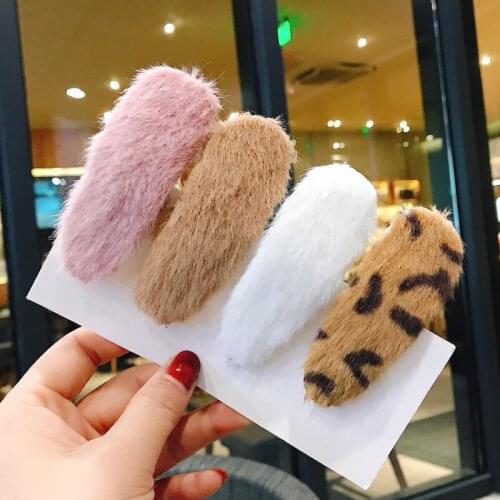 Vintage Leopard Plush Hair Clip Women Hair Band Barrette Hairpin Accessories Beauty Styling Tools Barrette Clip