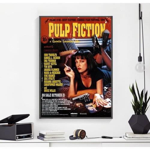 Vintage Movie Pulp Fiction Poster Sexy Woman Wall Art Canvas Painting Retro Decorative Pictures for Living Room Home Decor