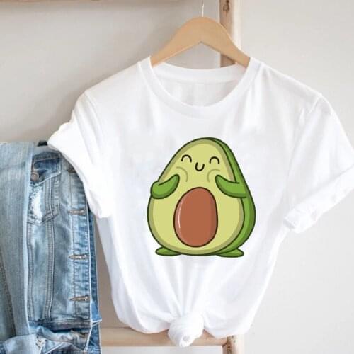 Women Casual Cartoon Avocado Sweet Fruit Spring Summer Ladies Fashion Clothes Print Tee Top Tshirt Female Graphic T-shirt