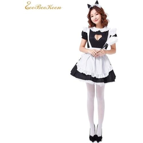Girls Cat Maid halloween lolita dress tea party costume Heart Shape Cat Lolita Dress Cafe Maid Work Uniforms women lolita dress