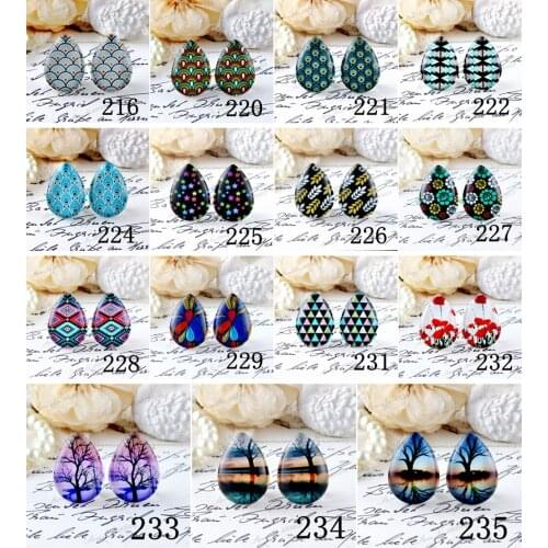 10pcs 13x18mm 18x25mm Photo Teardrop Glass Beads Cabochon DIY For Tray setting finding-(HPGC-T-216-235)