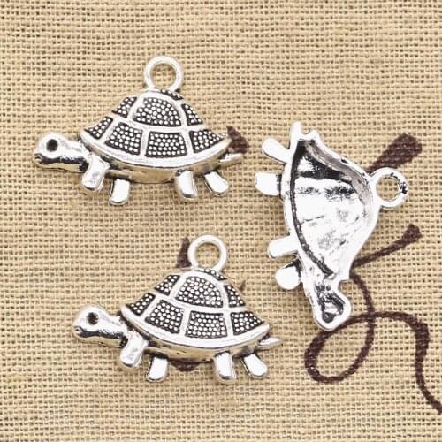 15pcs Charms Tortoise Turtle Sea 19x27mm Antique Silver Color Plated Pendants Making DIY Handmade Tibetan Silver Color Jewelry