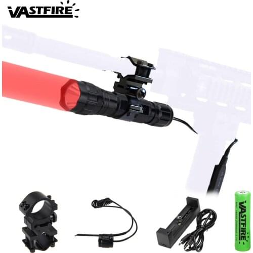 501B Tactical Scout Torch Hunting Flashlight Rifle Weapon Light+Pressure Switch+20mm Rail Barrel Mount+18650+USB Charger