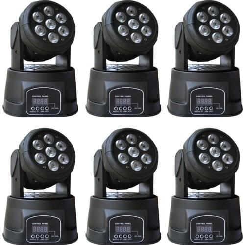 6Pcs Hot Sell 7x12w LED Moving Head light/ Mini wash light/RGBW disco dj lighting /Xmas Party Show Stage lighting