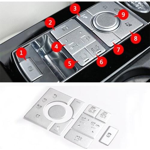 9pcs Alloy Car Interior Center Console Mode Adjustment Button Sequins For Range Rover Sport 2014-2017 Car Accessories
