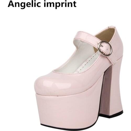 Angelic imprint woman mori girl lolita cosplay shoes lady super high trifle heels pumps women princess dress party shoes 12.5cm