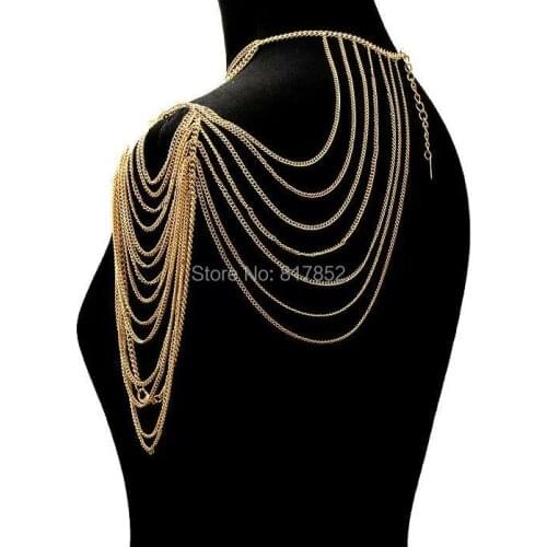 FREE SHIPPING NEW STYLE BY420 GOLD CHAINS SHOULDER JEWELRY MULTI-LAYERS SINGLE SHOULDER Chains JEWELRY 3 COLORS