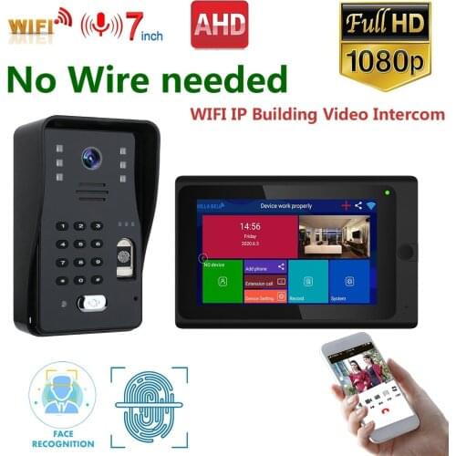 Wireless WIFI Video Door Phone Doorbell IP Intercom System,1080P AHD Camera ,500 fingerprints,500 Face Recognition unlock