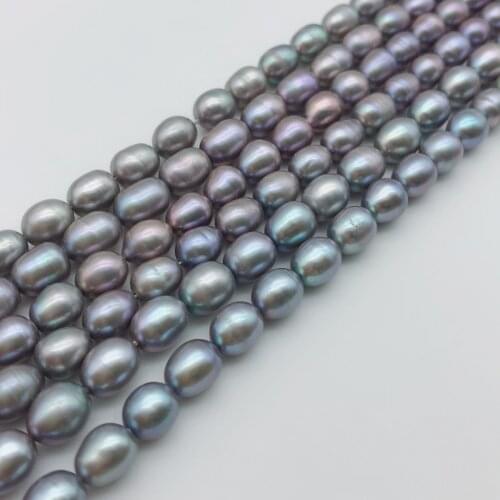 Diy gray rice real freshwater AA+ pearl shape 6-8MM/7-9MM loose beads 2 strands 15
