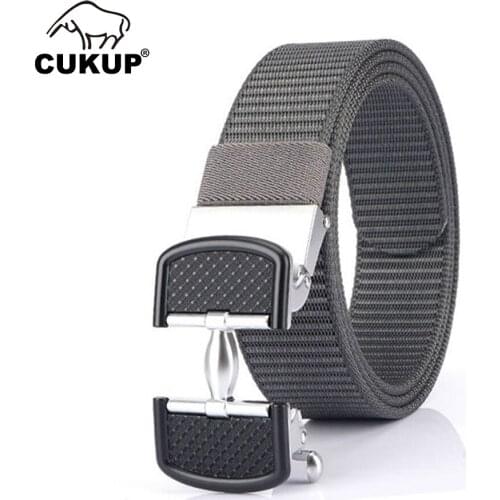 CUKUP Mens Unique Design Zinc Automatic Buckle Fashion Nylon Belt New Design Knitting Accessories Quality Canvas Belts CBCK213