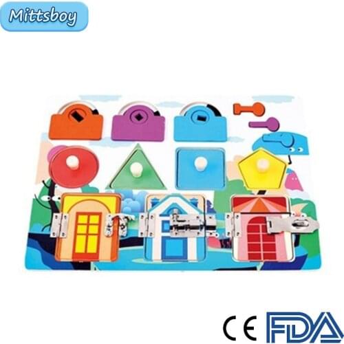 Montessori Training Ability Animal Shape Matching Lock Cognition Toys Busy Puzzle Early Educational Unlocking Perception Toy Kid