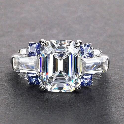 Classic Real 925 Sterling Silver created moissanite Sapphire Gemstone Rings For Women Wedding Engagement Ring Fine Jewelry