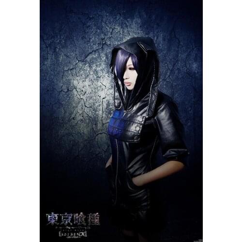 Anime Tokyo Ghoul Touka Kirishima Cosplay Costumes Women Leather Black Skirt Hoodie Jacket With Stocking Set