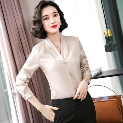 Fashion Women Blouses & Shirts Apricot Long Sleeve Tops Office Ladies Work Wear Clothes OL Styles