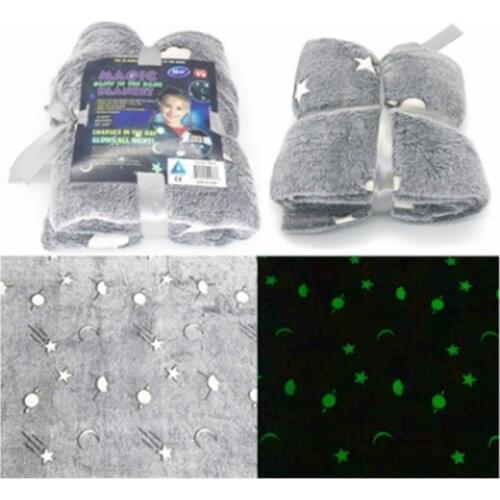 Moon Luminous Blanket Magic Glow In The Dark Blanket Star Super Soft Plush Night Fluorescent Blanket Christmas Gift For Kids