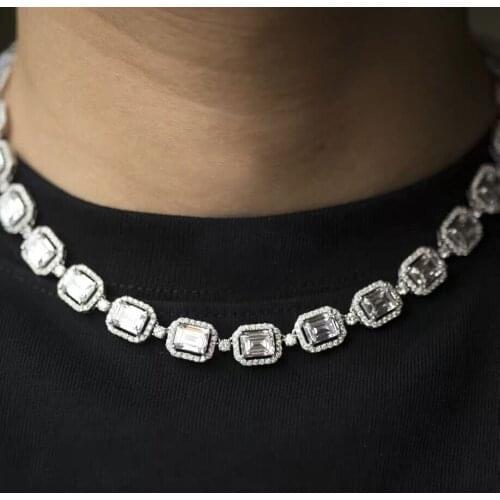 Iced out bling hip hop men jewelry 18" 20" sparking bling 5A cubic zirconia cz cluster tennis chain men necklace