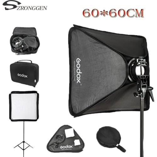 Godox Flash Softbox Kit 60x60cm + S type Bracket Mount Kit for Flash Speedlite Studio Shooting
