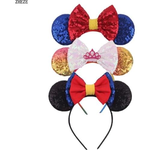 2021 NEW 3.3'' Mouse Ear Hairband Trendy 5'' Big Glitter Sequins Girl DIY Hair Accessories For Kids Party Boutique Femme