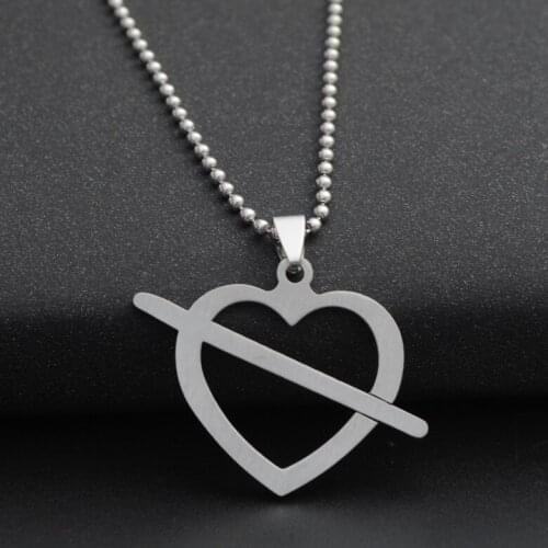 Gift 1 Stainless steel love at first sight symbol love heart arrow necklace heart shape cupid hollow heart shaped charm jewelry