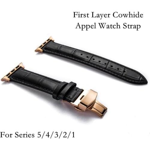 Strap for Apple Watch Band First Layer Cowhide Loop 42mm 38mm Watchband for iWatch 44mm 40mm 5/4/3/2/1 Bracelet Accessories