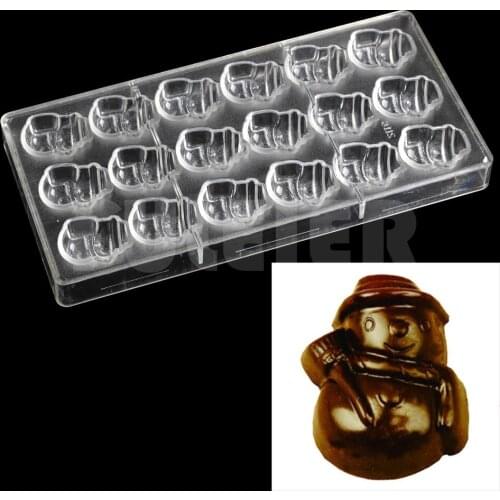 Christmas snowman Shape polycarbonate chocolate mold , pastry candy baking utensils pc chocolate plastic molde Kitchen tools