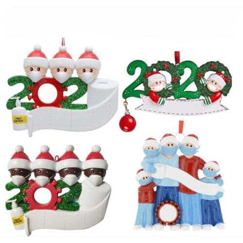 DIY Christmas Ornament tree hanging pendant Party Decoration Gift hot-selling non-resin Santa Claus with mask snowman dropship