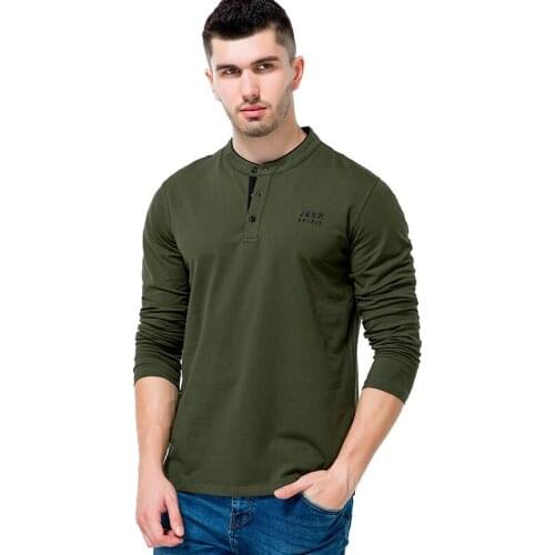 Spring Autumn T Shirt Men Korean Clothes Long Sleeves T-shirts Solid Breathable V-Neck Cotton Tshirt Men Tee Shirt Homme M-XXXL