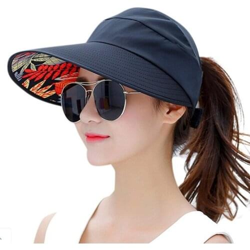 Summer Sun Protection Folding Sun Hat For Women Wide Brim Cap Ladies Beach Visor Hat Girl Holiday UV Protection Sun Hat