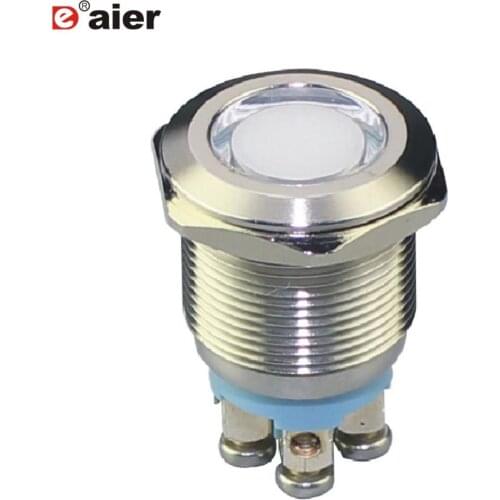 1PCS 19MM Metal Indicator Light Waterproof Flat Button Tricolor 24V Red&Green&Blue LED Light With 4 Pins Screw Terminal