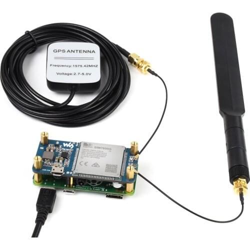 Waveshare SIM7600G-H 4G Hoed (B) Voor Raspberry Pi, lte Cat-4 4G / 3G / 2G Ondersteuning, Gnss Positionering, Global Band