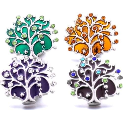 Snap Jewelry Rhinestone Tree 18mm Ginger Snap Buttons DIY Bracelet Necklace Jewelry Making ACC for Women Christmas Gift
