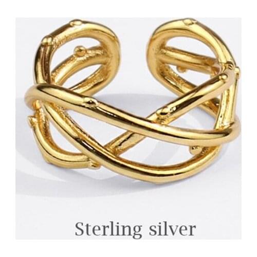 Sole Memory Multi-layer Cross Hollow Personality 925 Sterling Silver Female Resizable Opening Rings SRI852