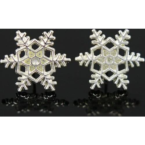 Hot Fashion Brincos 2018 Girls Earing Bijoux Sliver Snowflake Stud Earrings For Women Wedding Jewelry Earings Wholesale