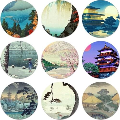 Kiyo-e Japanese Style Art Icons Pins Badge Decoration Brooches Metal Badges For Clothes Backpack Decoration 58mm