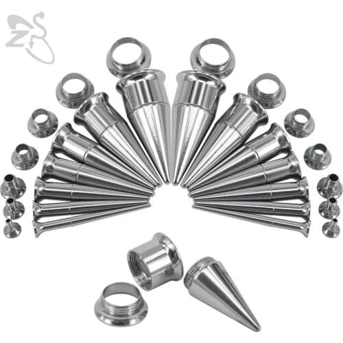ZS 1 Pair 3 in 1 Stainless Steel Tunnel And Plug 2-18MM Ear Tapers Double Flared Screwed Ear Flesh Stretcher Expander Ear Gauges