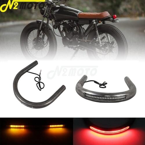 1" 7/8" 22mm 25mm Modified Rear Seat Frame Hoop Loop LED Tail Brake Turn Light for Honda CB 200 350 360 400 450 500 550 650 750