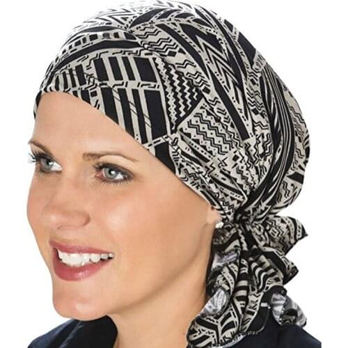 2020 Pre-Tied Bonnet Turban Knot Beanie C ap Headwrap Hat Slouchy Stretch Infinity Sleep Scarf Ethnic Printed Hair Cover Wrap