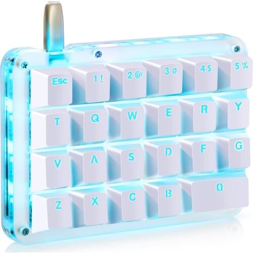 23 Keys Macro Mechanical Keyboard Blue LED Backlit Portable Mini One-Handed Mechanical Gaming Keypad OEM Outemu Red Switches