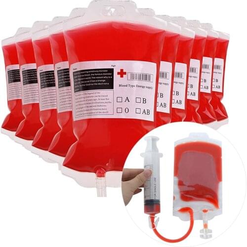 3pcs/set Halloween Transparent Blood Type Drink Bags Juice Energy Pack Vampire Nurse Theme Party Cosplay Props Carnival Decor
