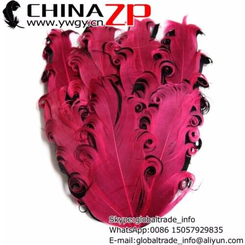 CHINAZP Factory Wholesale Price 50pcs/lot Beautiful Hot Pink and Black Curly Nagorie DIY Feathers Pad