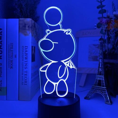 Game Fantasy Moogle Figure Led Night Light Lamp for Kids Bedroom Decor Color Changing Nightlight Cool Child Christmas Gift