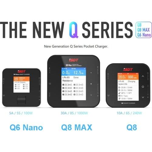 New Generation Q Series Pocket Charger Q8MAX 30A 8S 1000W Q8 20A 8S 500W Q6 Nano 8A 6S for Lilon LiPo LiHV NiMH Pb RC Models DIY