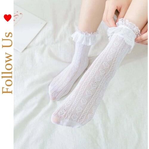 Fashionable and cute heart-shaped jacquard calf socks hollow net stockings lace socks breathable