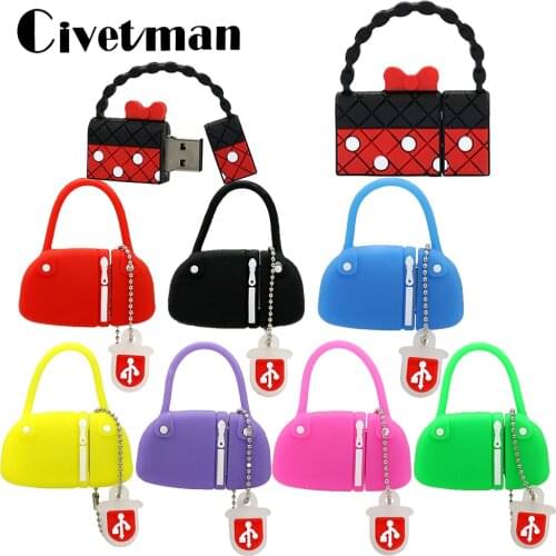 Cartoon Handbag Pendrive 8GB 16GB 32GB 64GB USB Flash Drive Memory Stick Bags USB Stick Pen Drive 128GB External Storage